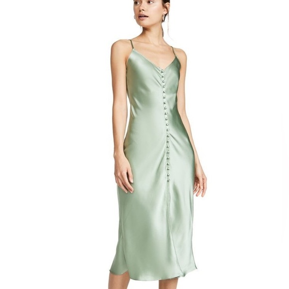SABLYN carla silk slip dress midi sage green made in USA size M - Picture 1 of 8